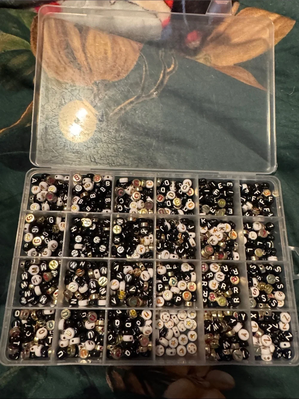 Box of assorted letter beads